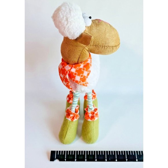 Long Legs Standing Sheep Plush Fluffy white coat flower Joelson Industries 2016 - Picture 6 of 12